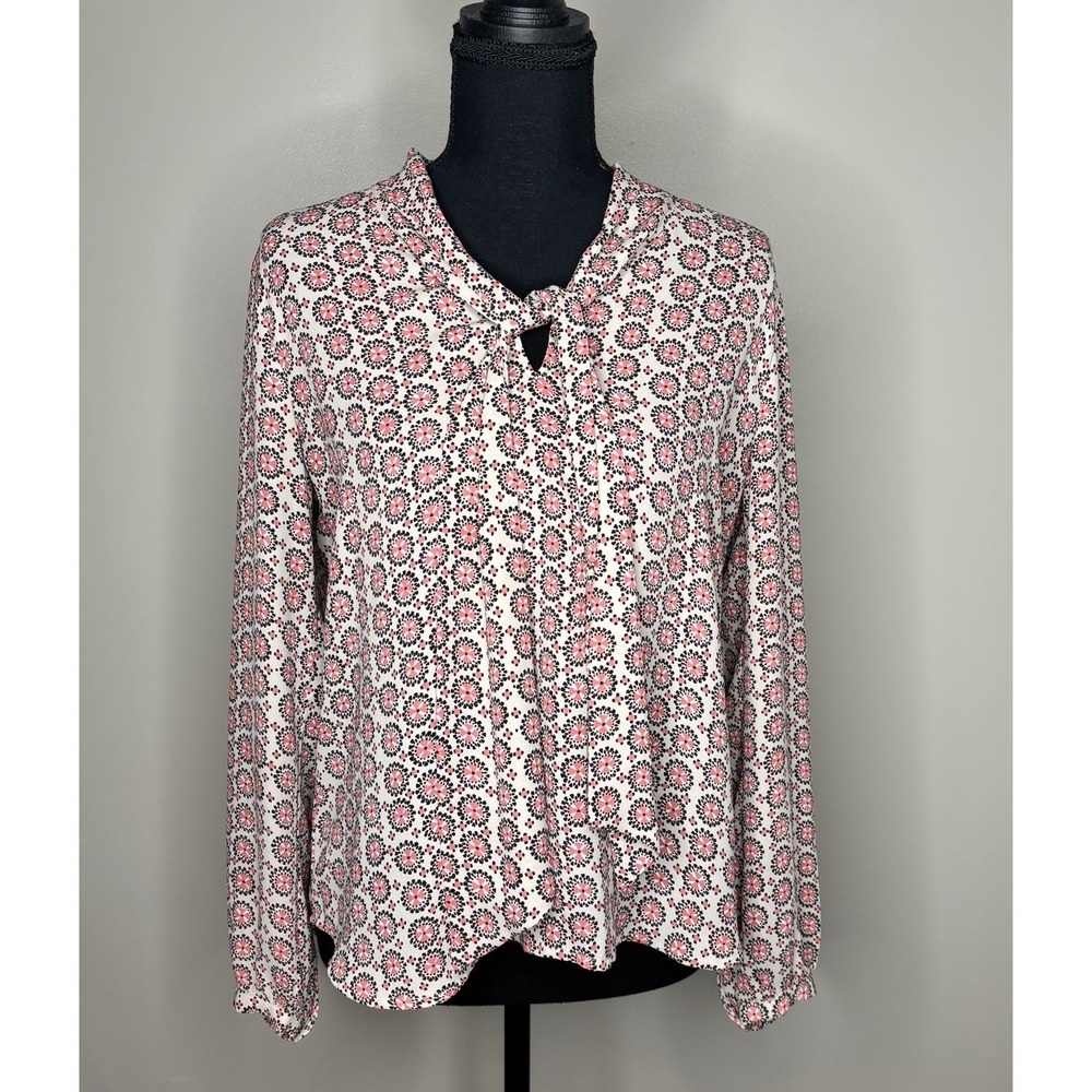 Loft Women's Pink Floral Crew Neck Top Blouse Size PM